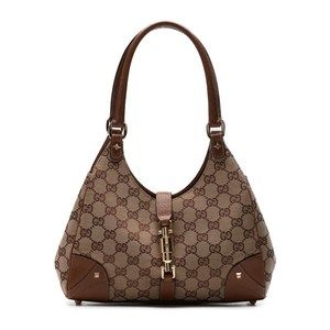 Gucci GG Canvas New Jackie Leather Shoulder Bag Brown